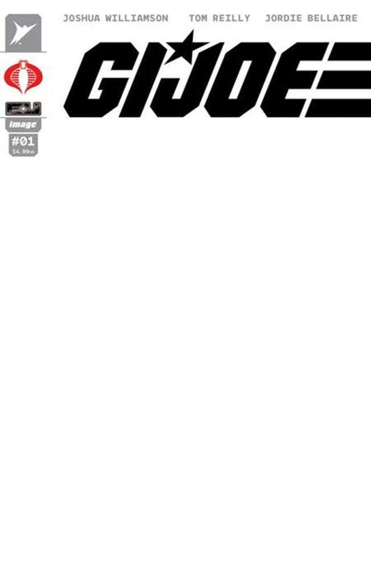 Comic book cover: G.I. Joe #01, featuring creators Joshua Williamson, Tom Reilly, and Jordie Bellaire. The G.I. Joe logo is prominently displayed in black.