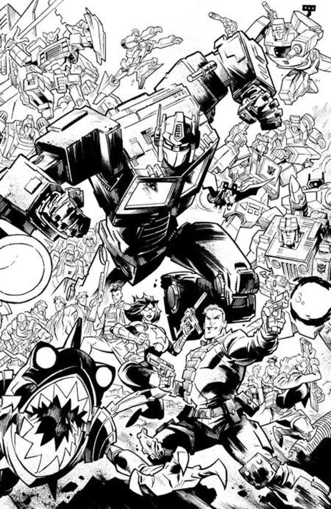 GI Joe #8 Portada H Jason Howard Universo Energon Segundo Aniversario Variante en Blanco y Negro