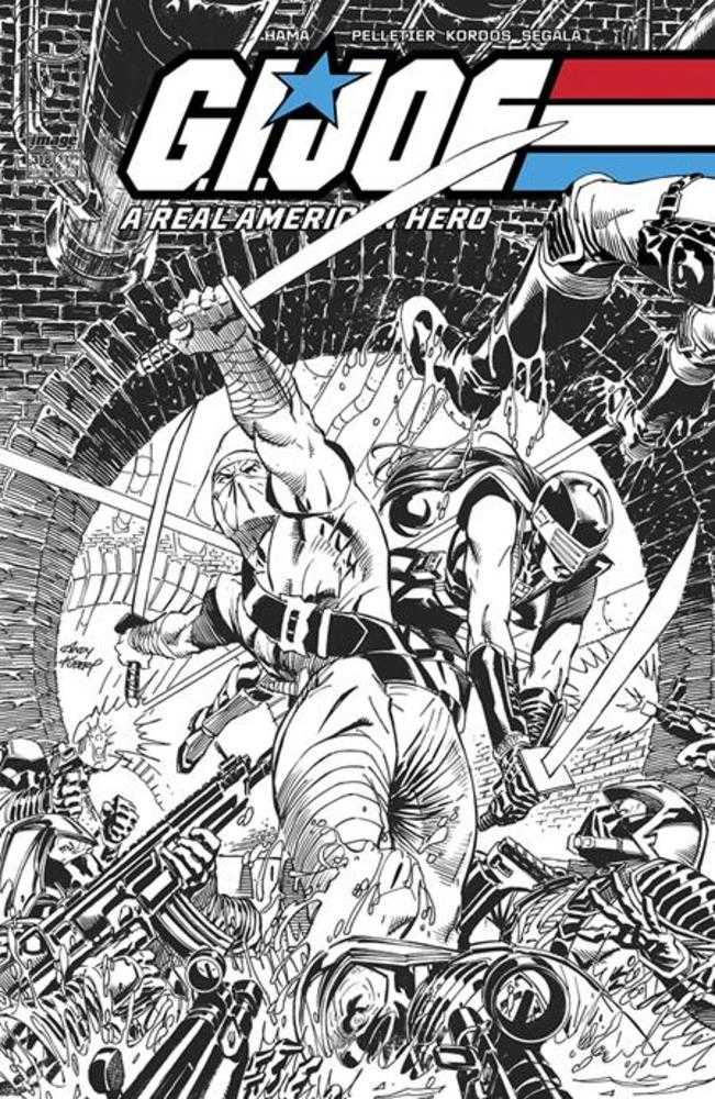 GI Joe: Un auténtico héroe americano n.º 318. Portada B. Variante en blanco y negro de Andy Kubert.
