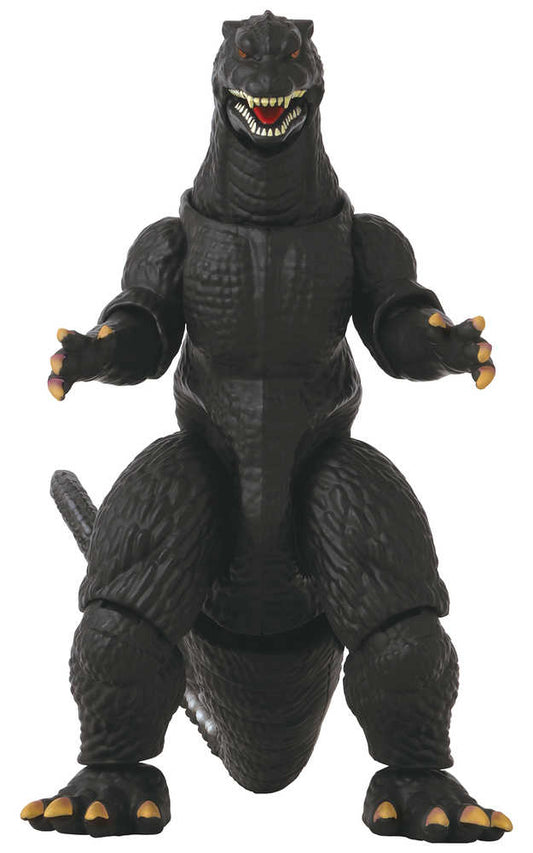 Black Godzilla action figure with yellow accents in a standing pose.