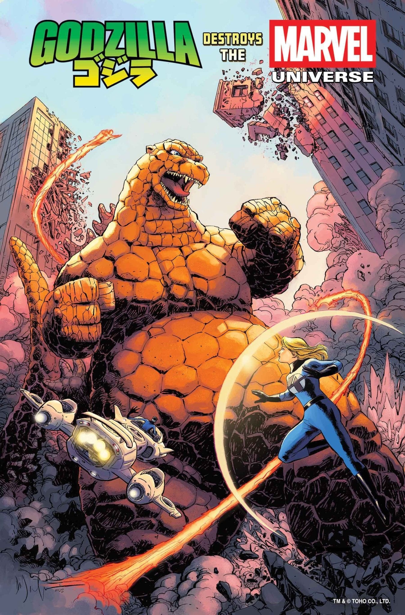 Godzilla destruye el Universo Marvel #1 Dave Wachter Variante Marvelizada de Thing-Zilla