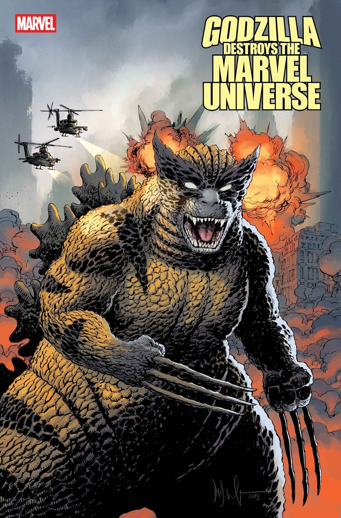 Godzilla destruye el Universo Marvel #4 Dave Wachter Variante Marvelzed Wolverine Zilla