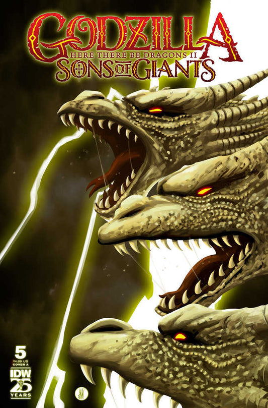 Comic book cover featuring three dragon heads with glowing red eyes.