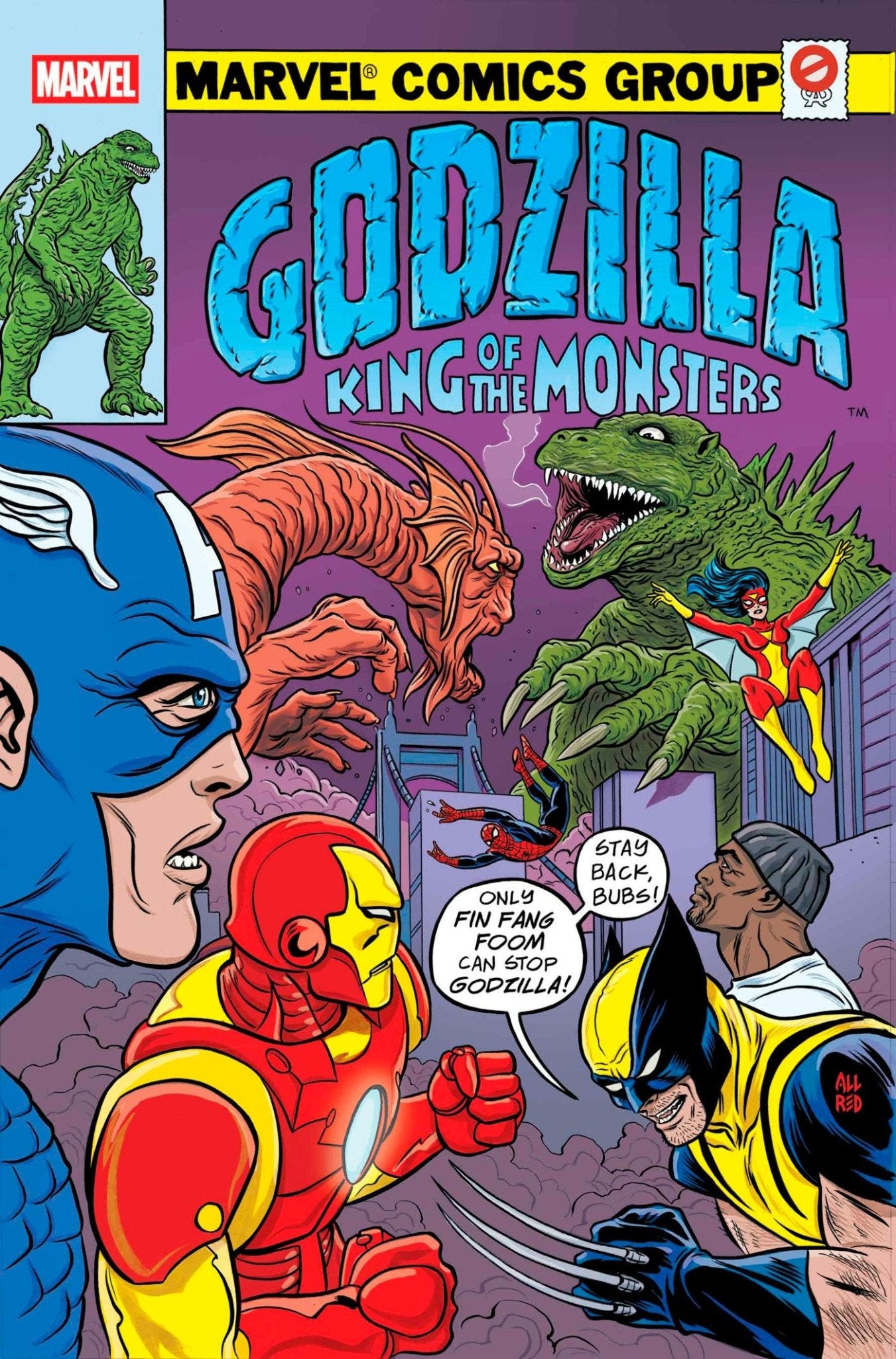 Godzilla contra los Vengadores n.º 1 Mike Allred Godzilla Rey de los Monstruos Edición Homenaje Variante