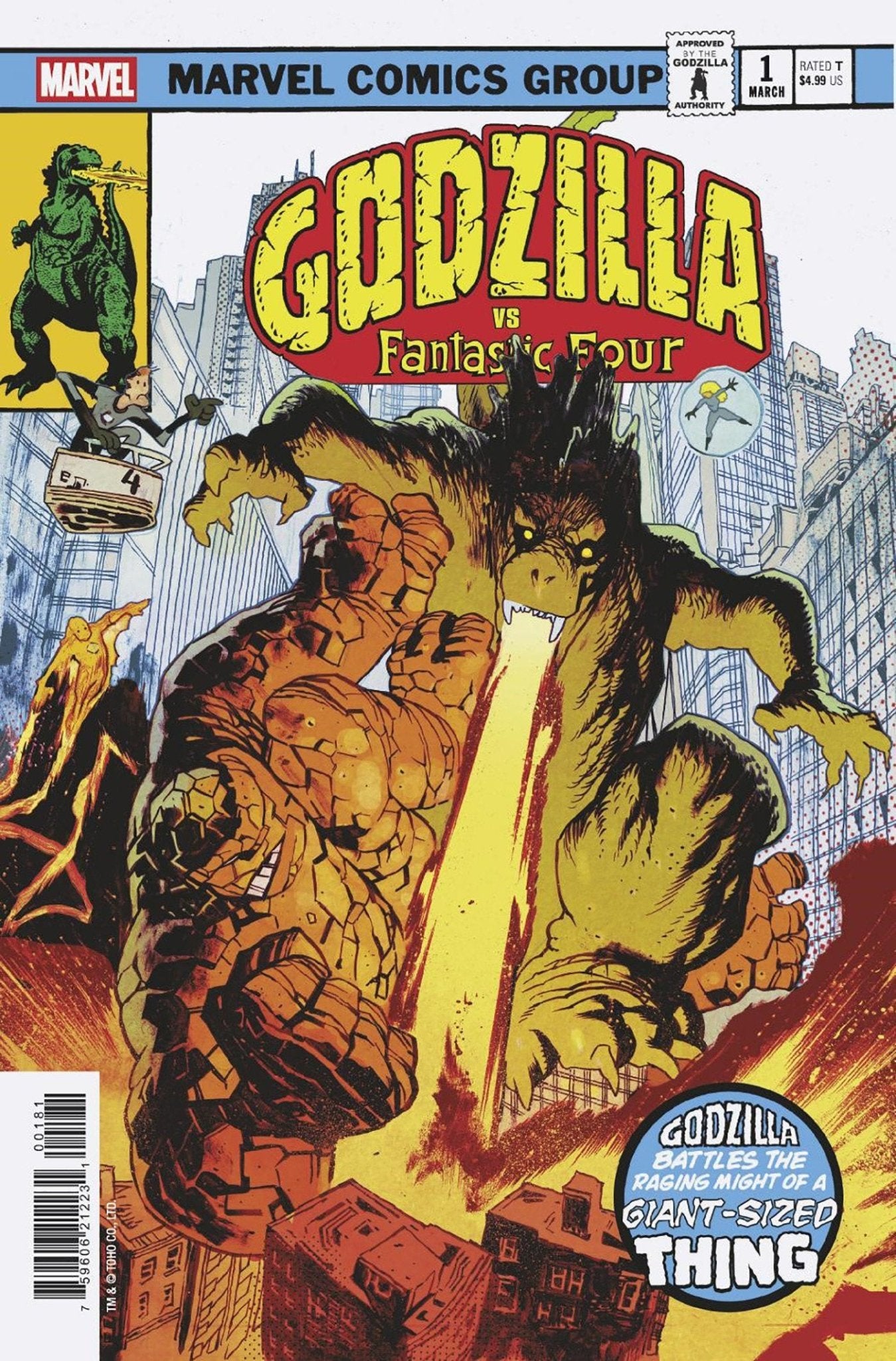 Godzilla vs. Fantastic Four 1 James Harren Godzilla King Of The Monsters Homage Variant - Cadets Toys & Comics