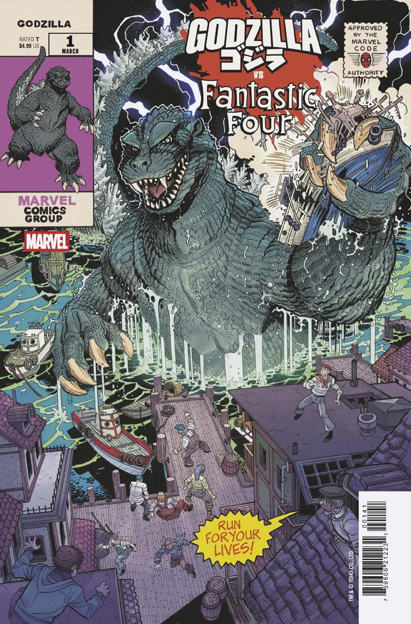 Godzilla vs. Fantastic Four 1 Nick Bradshaw Monster Homage Variant - Cadets Toys & Comics
