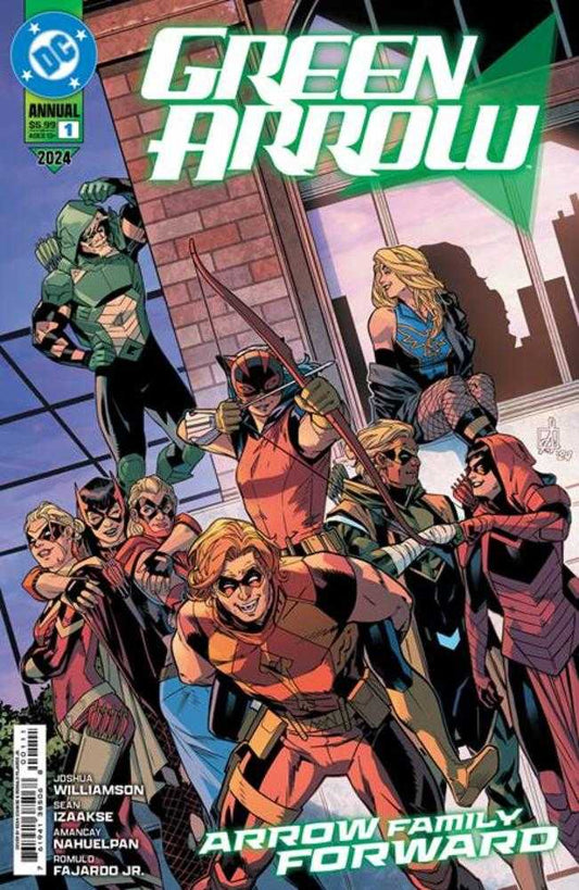 Comic book cover featuring Green Arrow and his family.