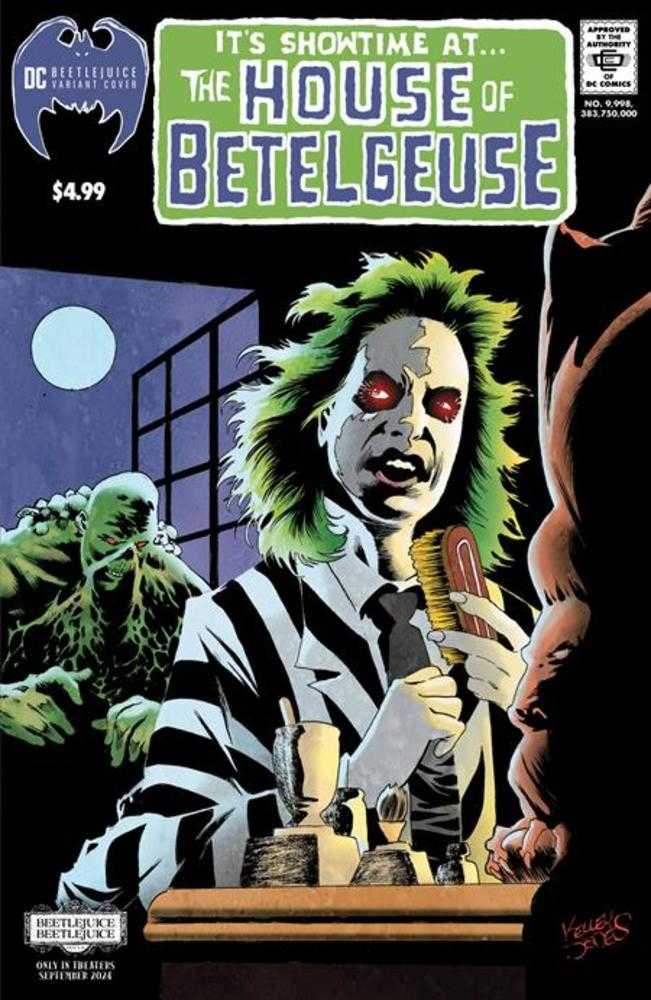 Comic book cover depicting Beetlejuice in a striped suit, brushing his hair, with a swamp creature visible in the background.