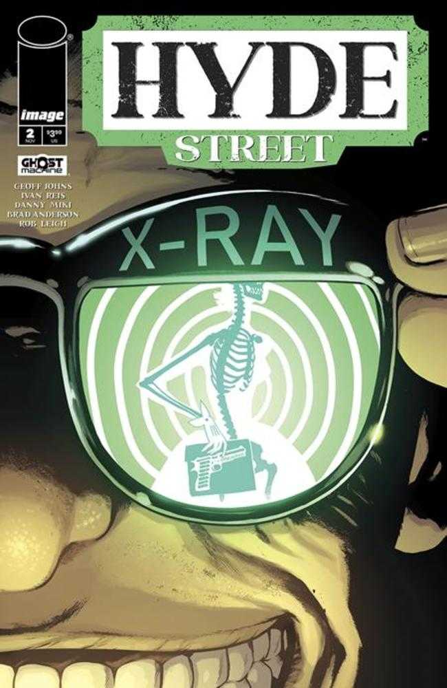 Comic book cover featuring Hyde Street X-Ray, with an X-ray image of a skeleton in sunglasses holding a briefcase with a gun inside.