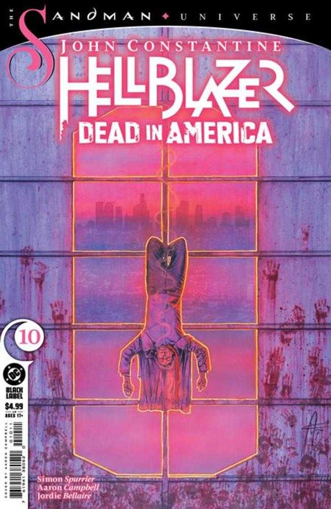 Comic book cover featuring John Constantine hanging upside down.