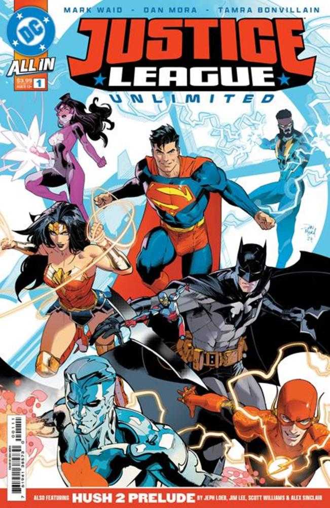 Comic book cover featuring the Justice League Unlimited in bright colors.