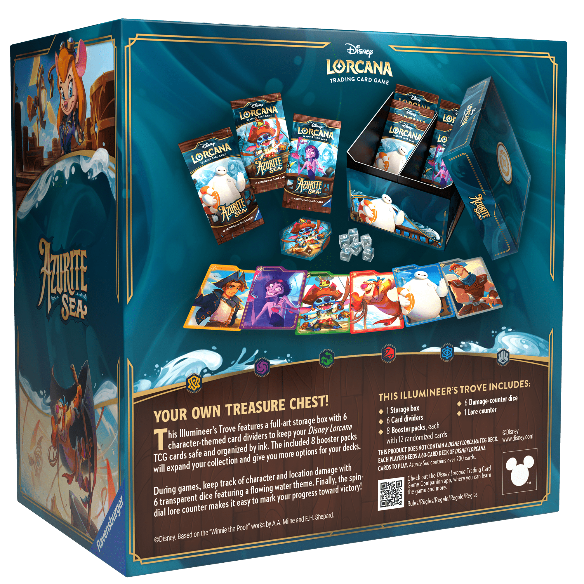 A box of Disney Lorcana: Azurite Sea trading card game merchandise.