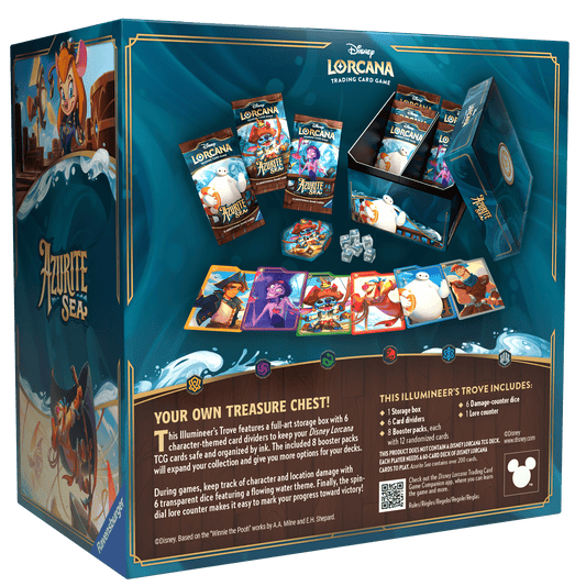 A box of Disney Lorcana: Azurite Sea trading card game merchandise.