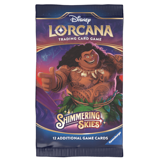 Sealed Disney Lorcana trading card pack featuring Maui from Moana.