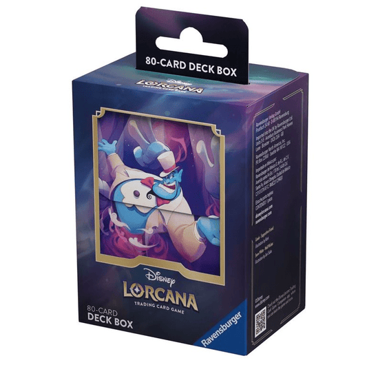 Disney Lorcana trading card game deck box, featuring a genie-like character in a suit.