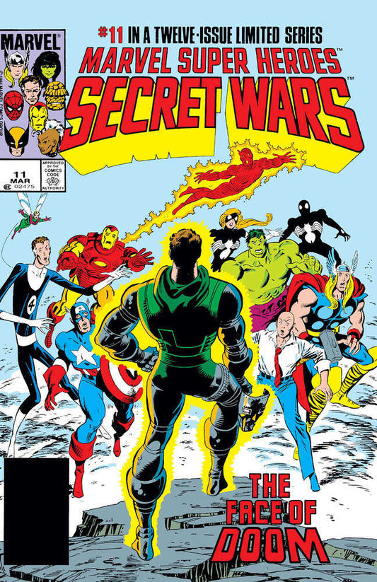Comic book cover featuring Marvel superheroes in action poses against a sky background.