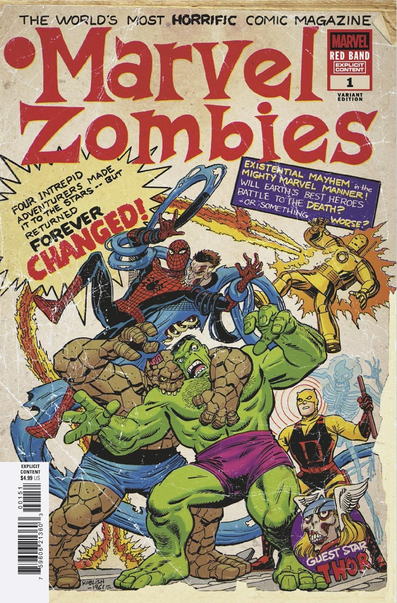 Marvel Zombies: Red Band #1 Variante Retro Zombie de Scott Koblish [En bolsa de polietileno]