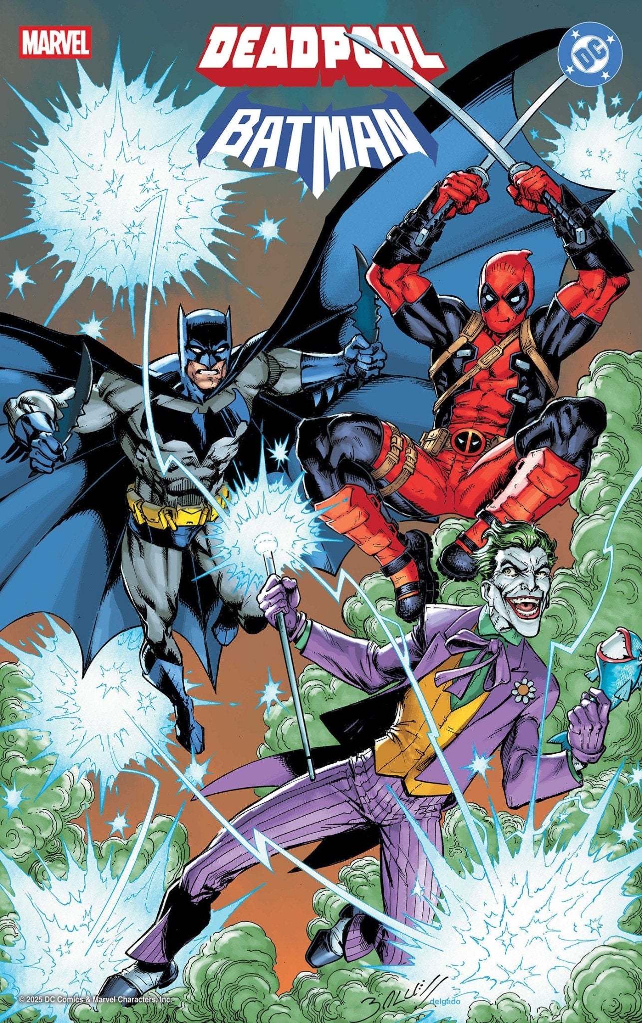 Marvel/DC: Deadpool/Batman #1 Variante metalizada de Mark Bagley
