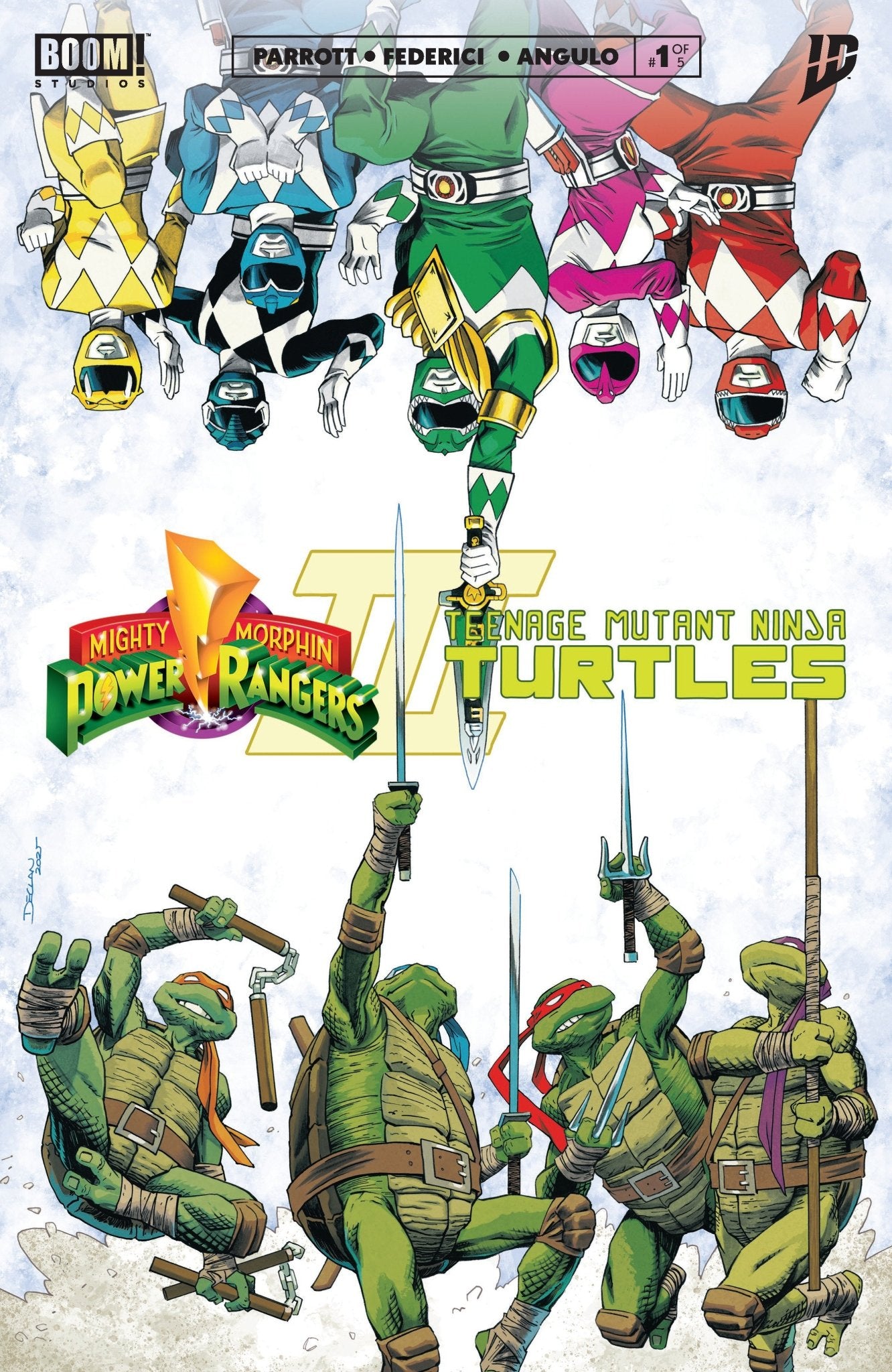 Mighty Morphin Power Rangers/ Tortugas Ninja III #1 N Foc Variante Revelación (Vestidos, Shalvey)