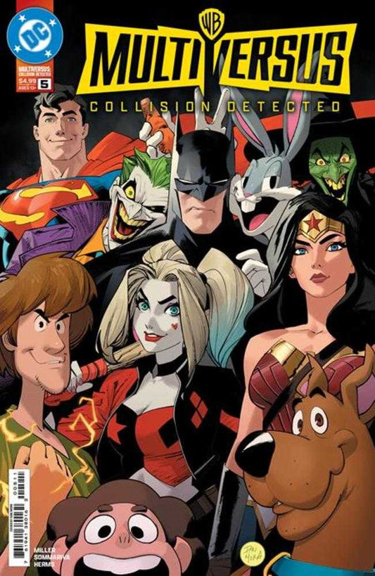 Comic book cover featuring DC and Warner Bros. characters: Superman, Joker, Batman, Bugs Bunny, Green Goblin, Wonder Woman, Shaggy, Harley Quinn, Scooby Doo, and Steven Universe.
