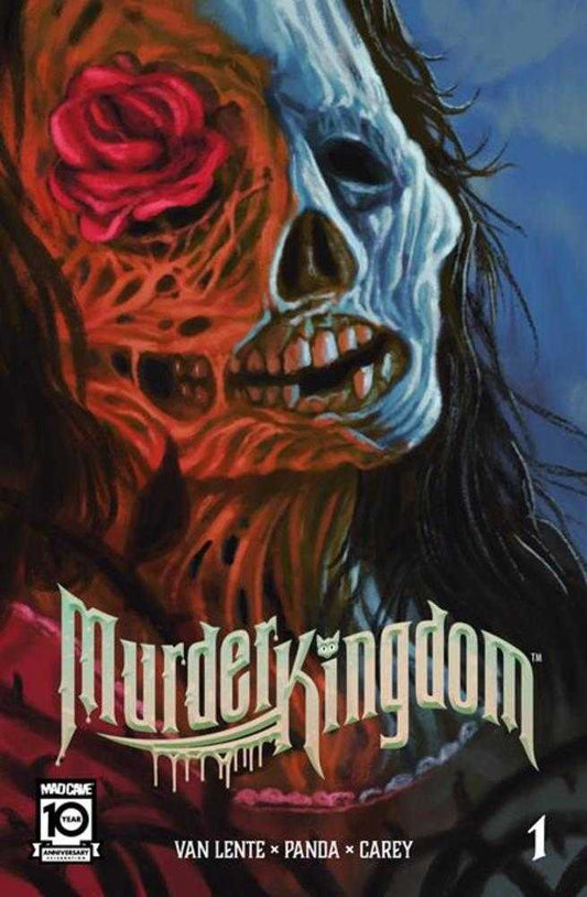 Comic book cover with a half-skull face and the title "Murder Kingdom".