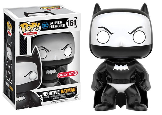 Funko Pop Negative Batman figure and box. The figure is black and white.