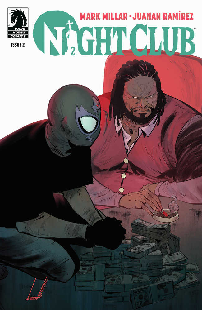 Comic book cover, "Night Club" issue 2, featuring masked vigilante and seated man, money stacks.