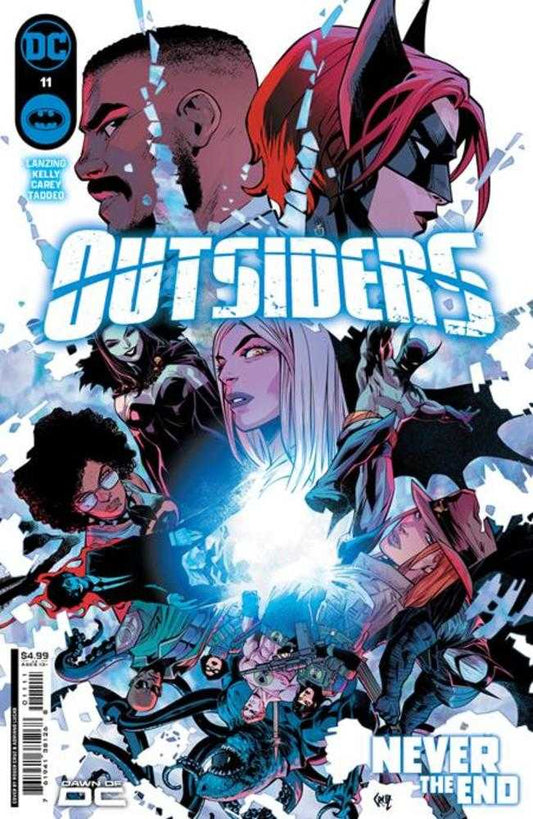 Comic book cover with group of superheroes.