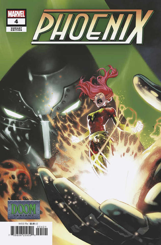 Comic book cover featuring the Phoenix, Dr. Doom, and fire effects.