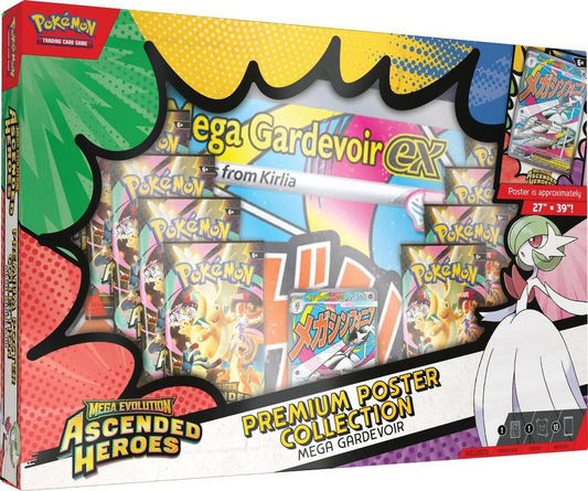 Pokémon Mega Evolution Ascended Heroes Mega Gardevoir EX Premium Poster Collection packaging.