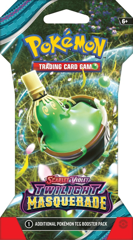 Pokemon Trading Card Game Scarlet & Violet Twilight Masquerade booster pack featuring Ogerpon.
