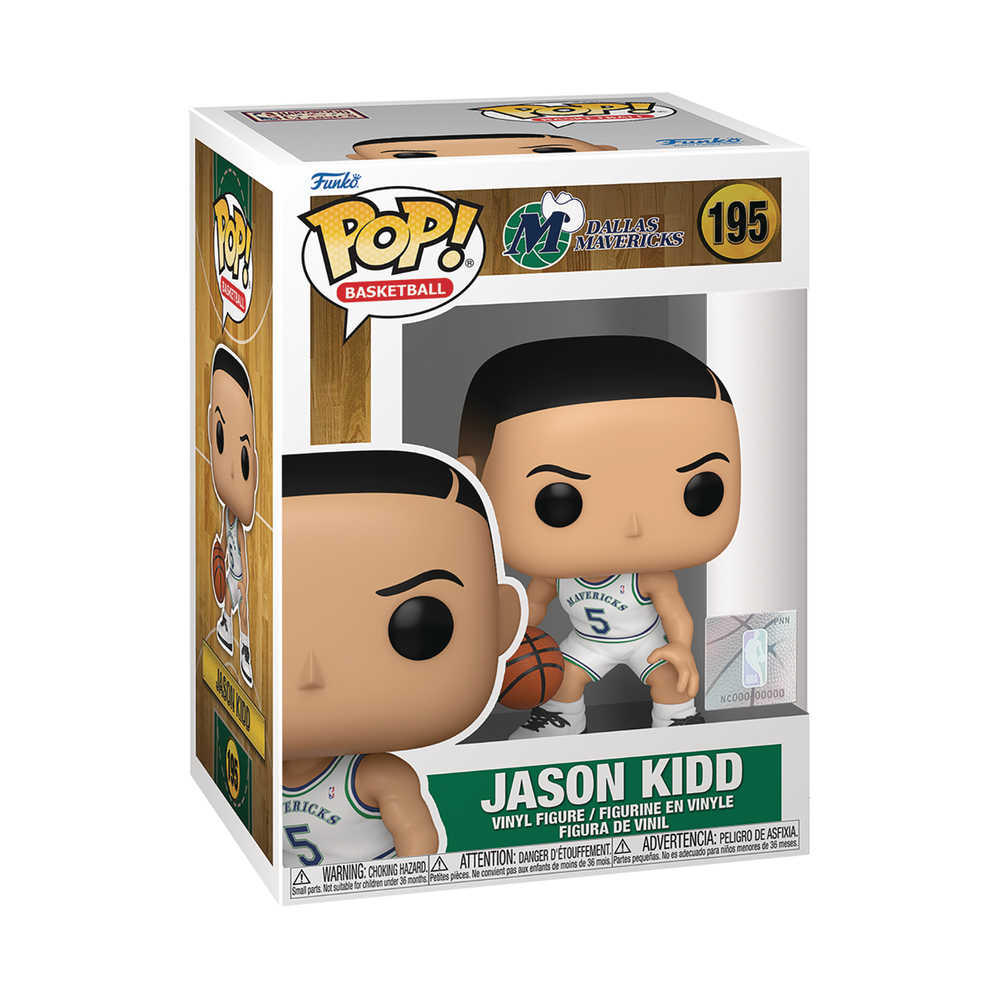 A vinyl figure of Jason Kidd in a Dallas Mavericks jersey.