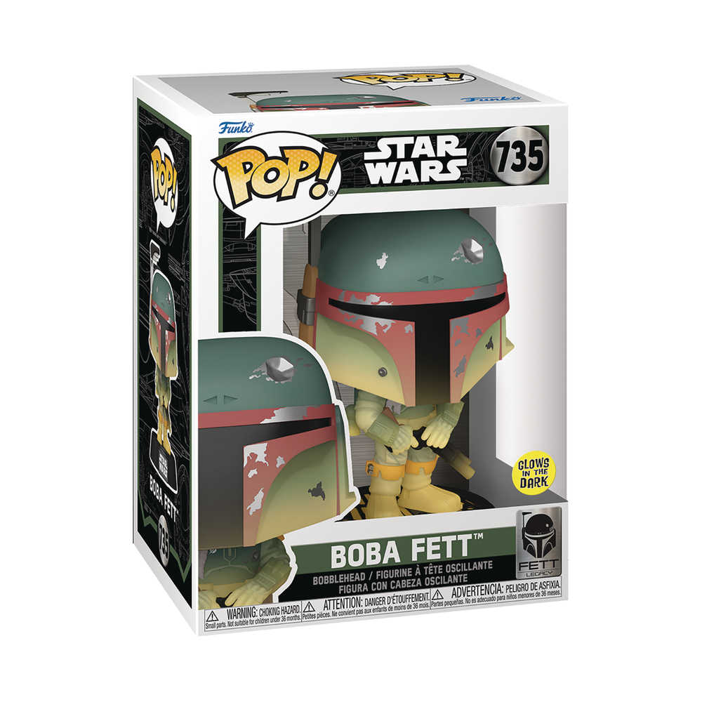 Funko Pop Star Wars Boba Fett glow in the dark bobblehead in box.