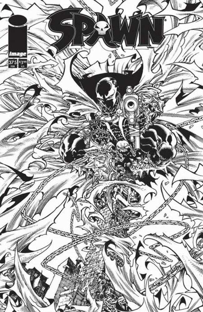 Spawn 375 Cover B Harvey Tolibao Black & White Variant - Cadets Toys & Comics