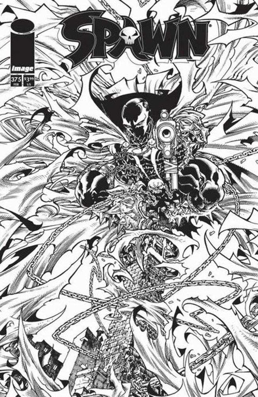 Spawn 375 Cover B Harvey Tolibao Black & White Variant - Cadets Toys & Comics