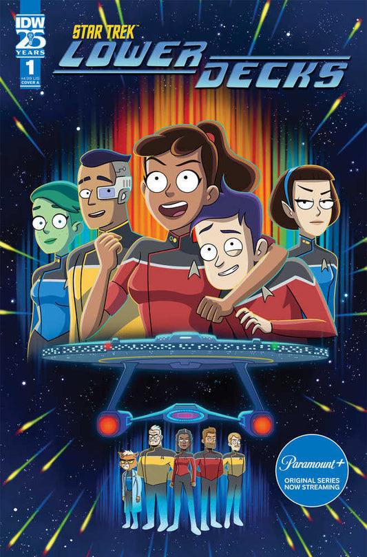 Comic book cover featuring the Star Trek: Lower Decks characters and the Star Trek logo.