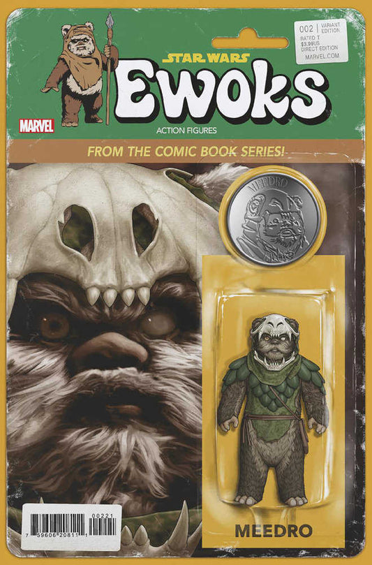 Ewoks action figure on a vintage-style card with the character Meedro in a blister pack.