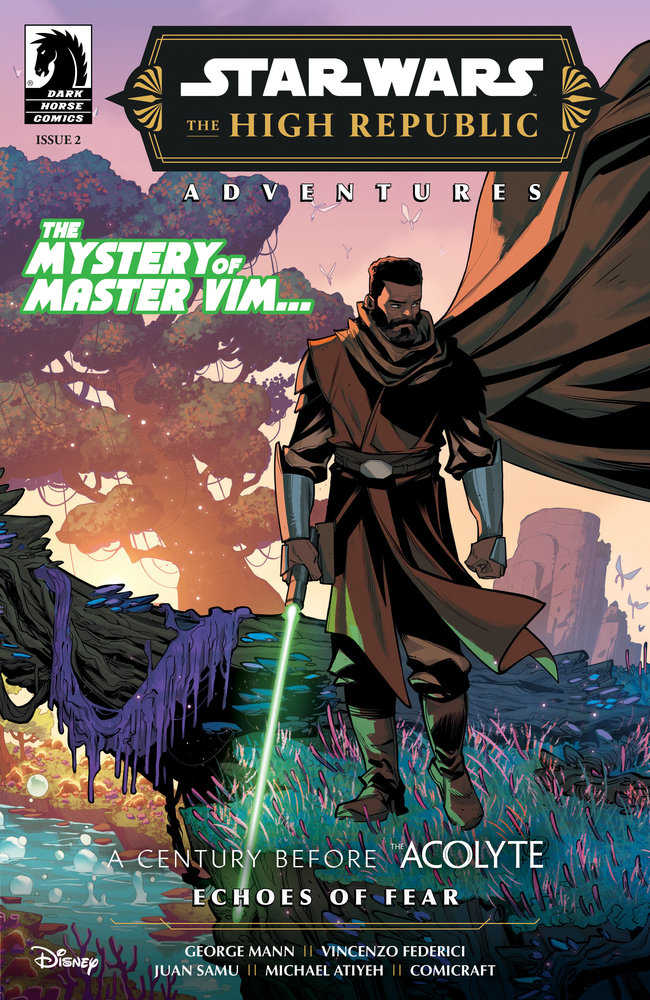 Comic book cover featuring a Jedi with a green lightsaber.