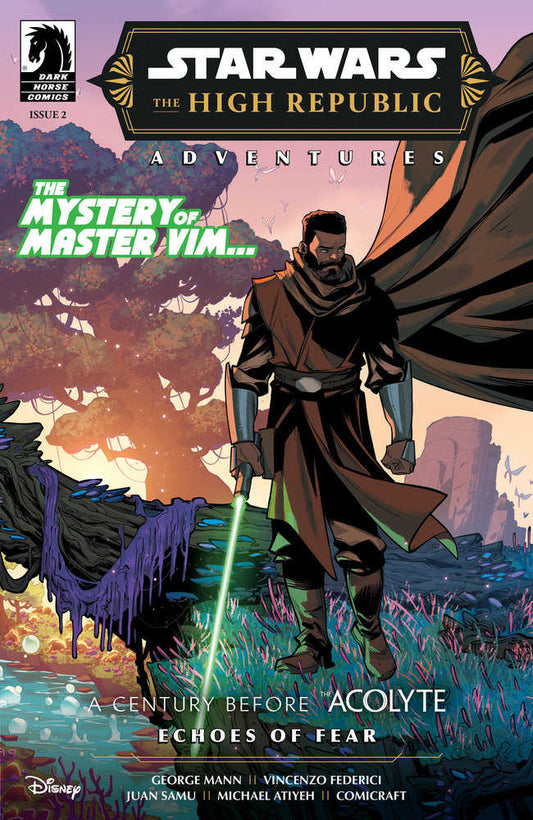 Comic book cover featuring a Jedi with a green lightsaber.
