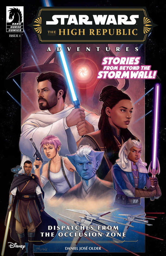 Comic book cover featuring various characters wielding lightsabers in Star Wars: The High Republic.