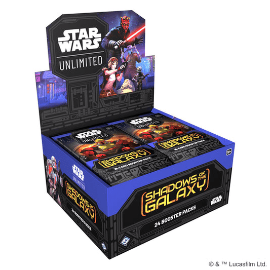 A Star Wars Unlimited Shadows of the Galaxy booster box.