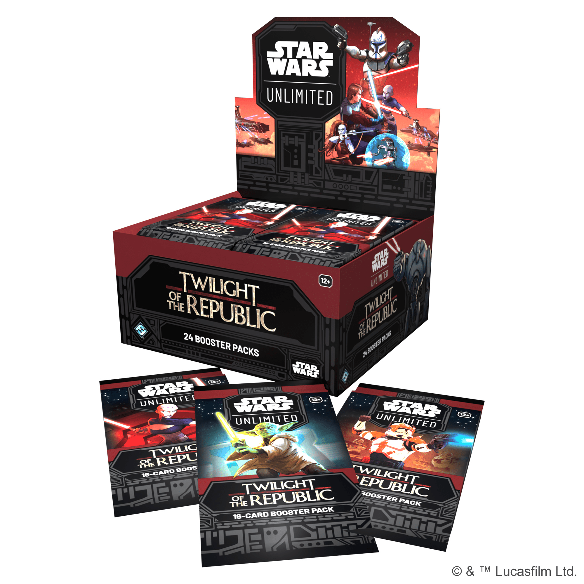 Star Wars Unlimited Twilight of the Republic booster display box and individual booster packs.