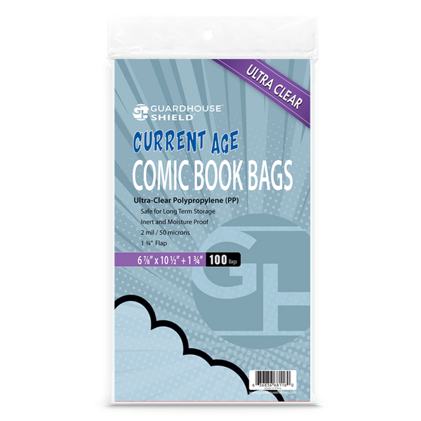 Shield Bag for Current Comic Books (Standard Size) - 6 7/8" x 10 1/2", Clear, 6 7/8" x 10 1/2" + 1 3/4" Flap
