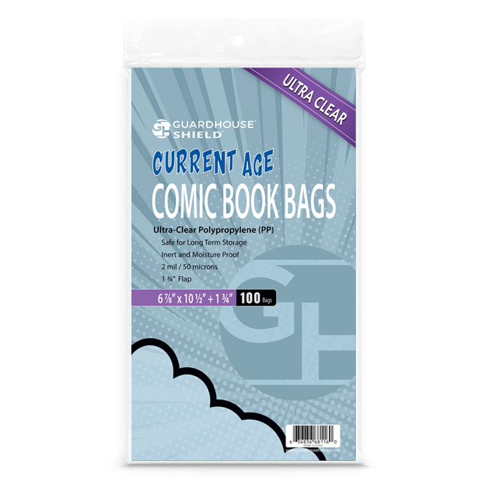 Shield Bag for Current Comic Books (Standard Size) - 6 7/8" x 10 1/2", Clear, 6 7/8" x 10 1/2" + 1 3/4" Flap