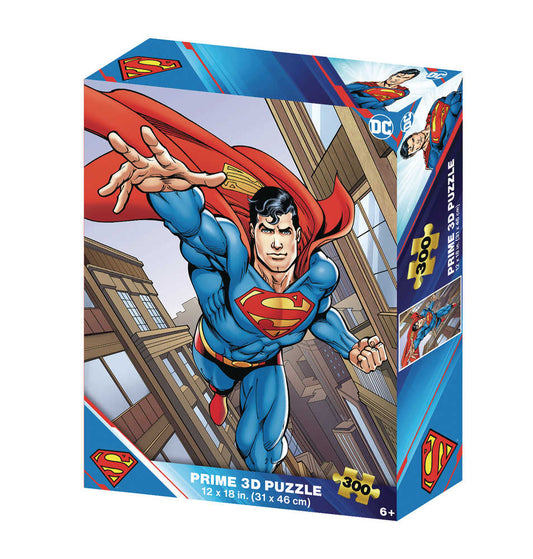 3D puzzle box depicting Superman soaring through the air.