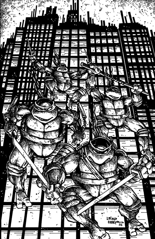 Teenage Mutant Ninja Turtles 20: 300th Issue Special Variant Ri (25) (Eastman & Laird Full Art Black & White) - Cadets Toys & Comics
