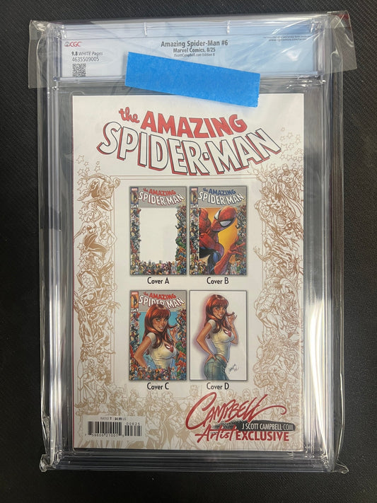 The Amazing Spider - Man 6 J Scott Campbell Variant B CGC 9.8 - Cadets Toys & Comics