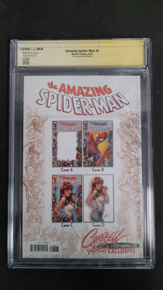 The Amazing Spider - Man 6 J Scott Campbell Variant D CGC 9.8 - SIGNED! - Cadets Toys & Comics