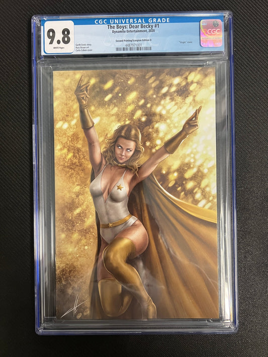 The Boys: Dear Becky 1 2nd Printing Carla Cohen Exclusive Gold Variant (Ltd. 1000) - CGC 9.8 - Cadets Toys & Comics