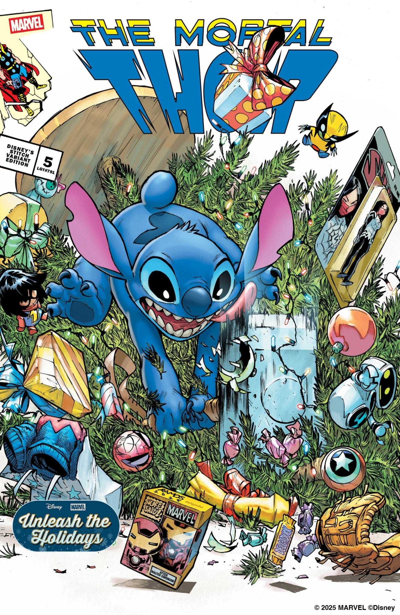 Thor 5 Humberto Ramos Disney Stitch Unleash The Holidays Variant - Cadets Toys & Comics
